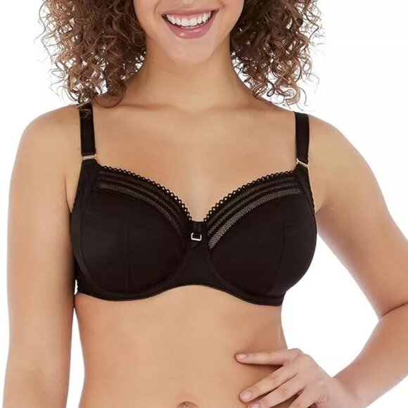 FREYA Black Viva Lace Underwire Side Support Bra, US 30K, UK 30H Style AA5642 - Picture 1 of 5